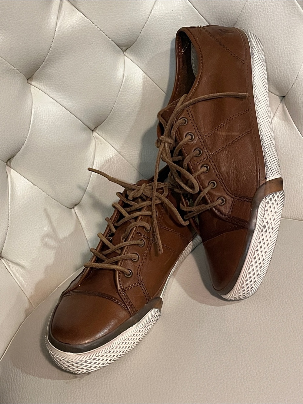 Frye Brown Leather Lace-Up Sneakers